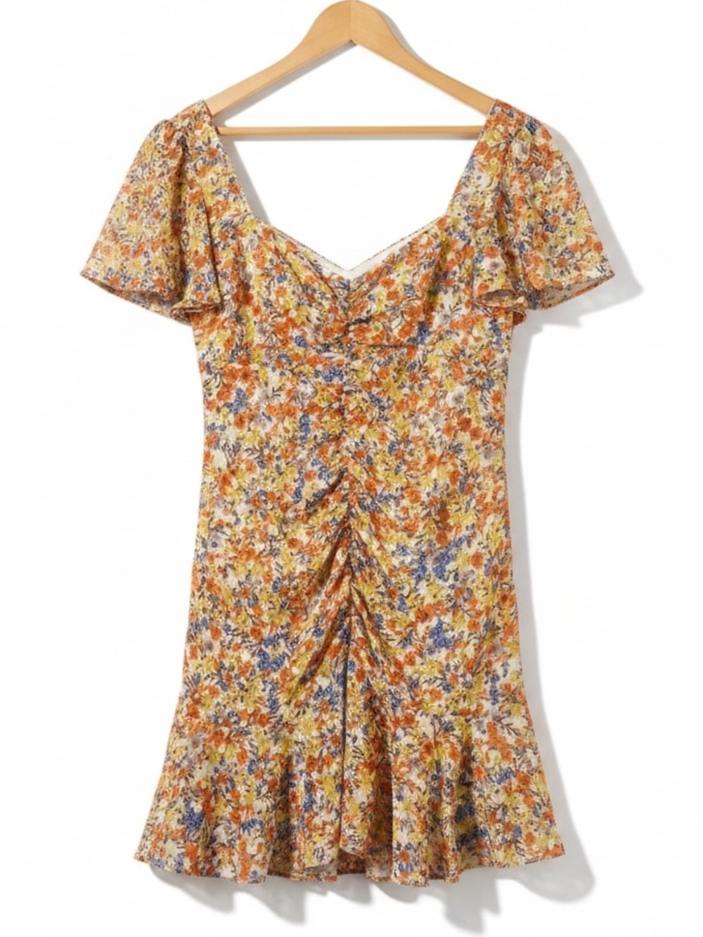ASTR the Label Floral Sweetheart Cottagecore Mini Ruched Dress